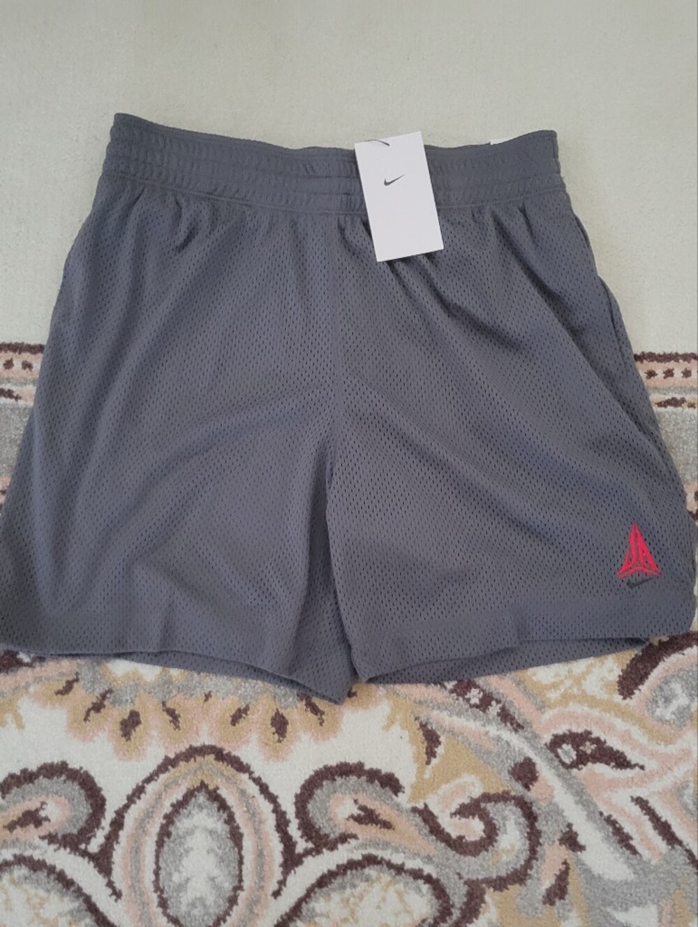 Nike Ja Morant Gray Kids Basketball Shorts with Pinkish Logo New With Tags